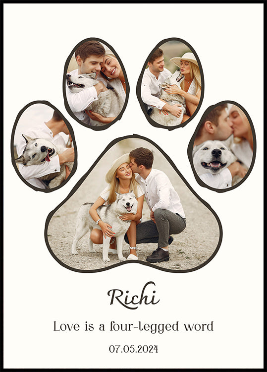 Dog Paw Photo Collage Personal Poster
