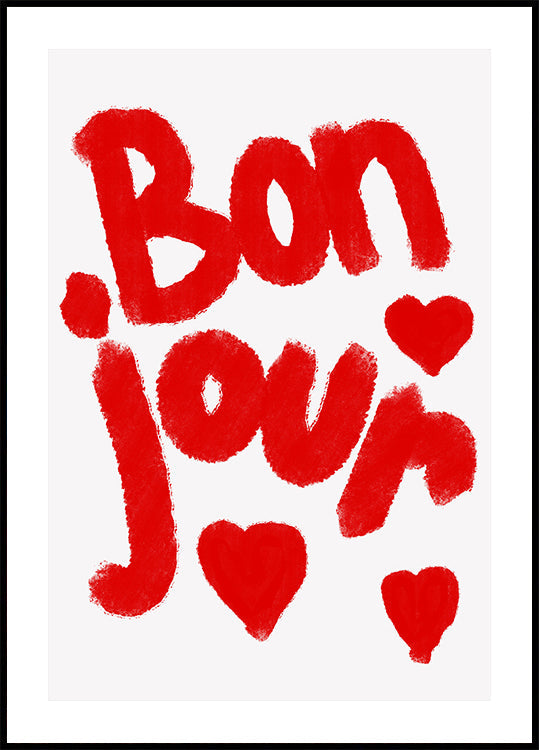 Bonjour Hearts Poster