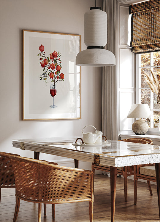 Pomegranate In a Glass of Wine Poster