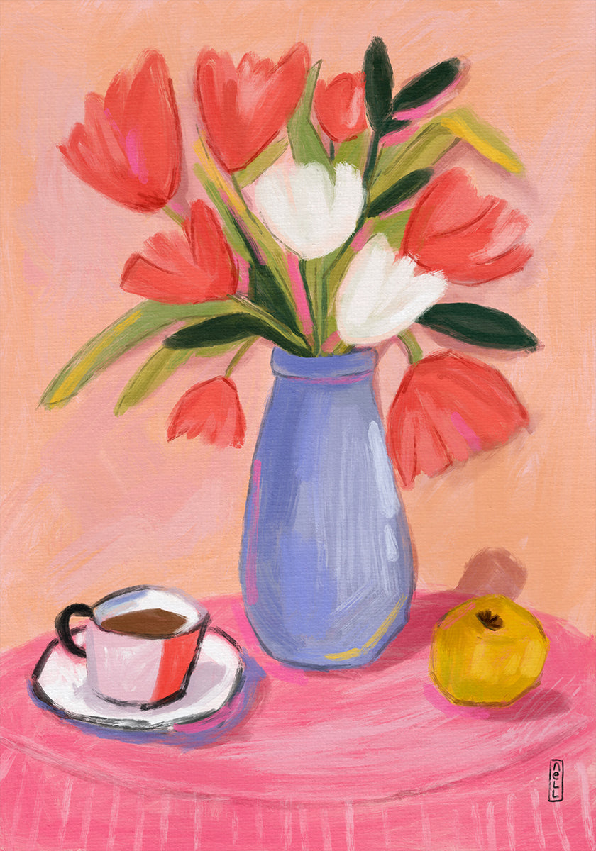 Coffee and Flowers Poster