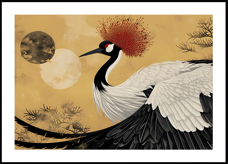 Abstract red-crowned crane Poster
