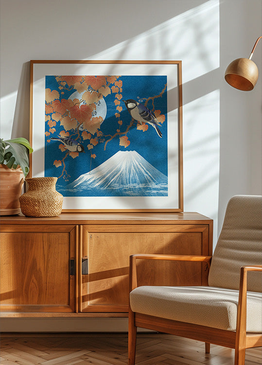 Birds & Mount Fuji Poster