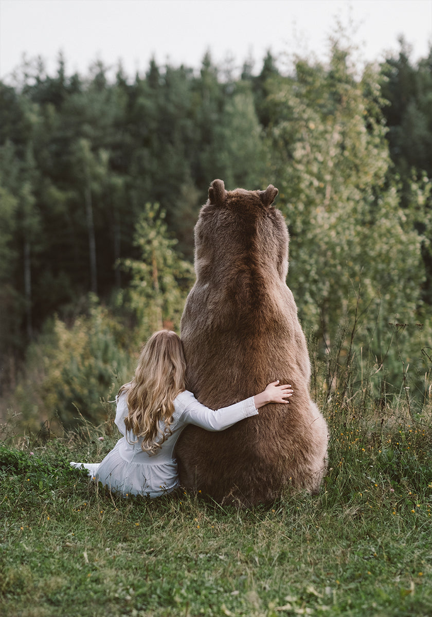 Women And Bear Poster