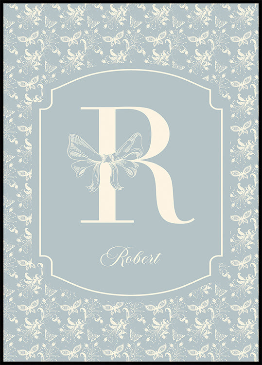 Elegant Baby Name Personal Blue Poster