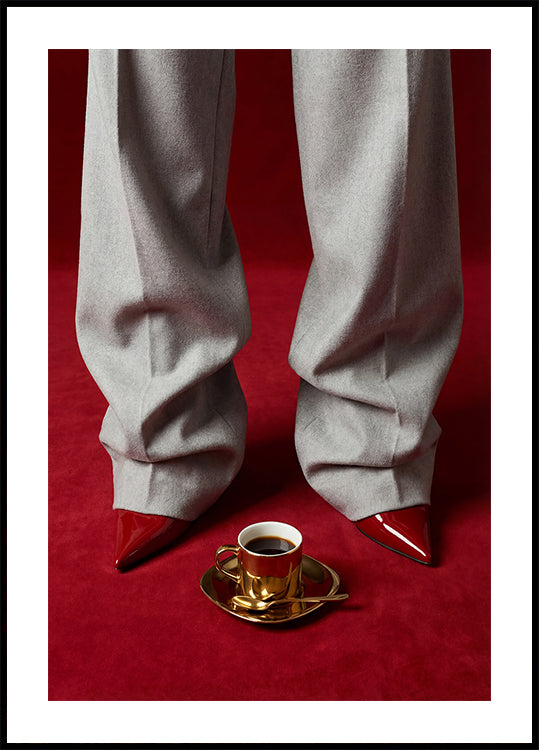 Red Shoes and Coffee Poster