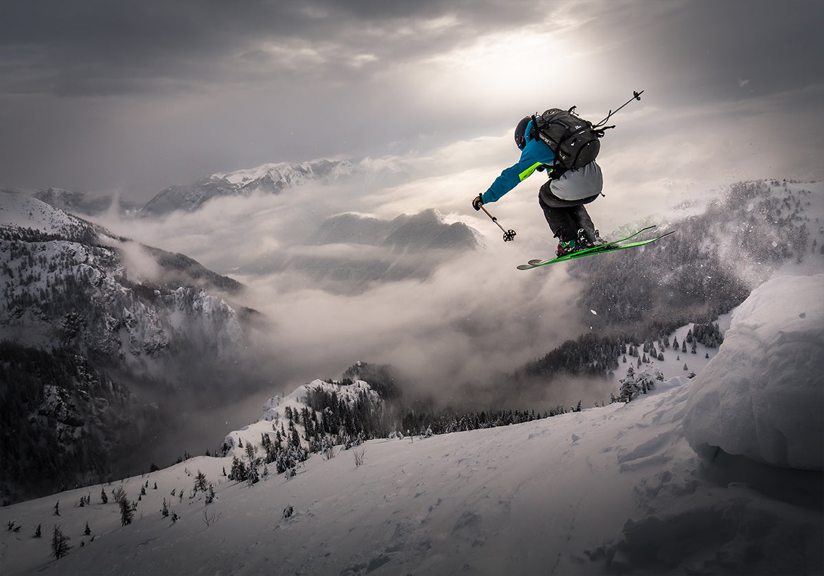 Backcountry skiing Poster