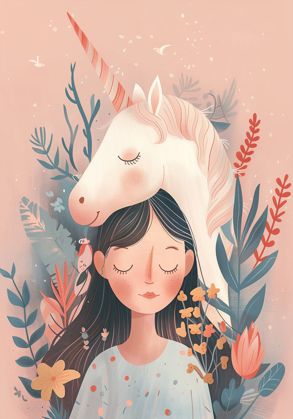 Girl and Unicorn Poster