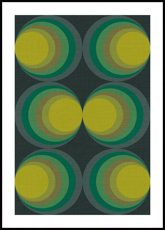Retro Gradient Circles Forest Green Sulphur Poster