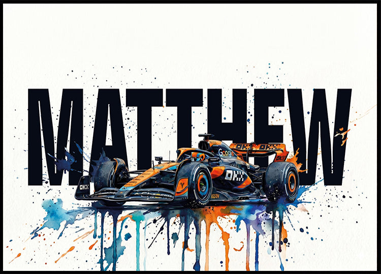 Racing Car with Name Personal Poster