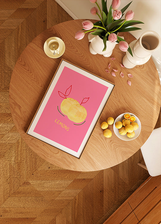 Lemons in Pink Poster