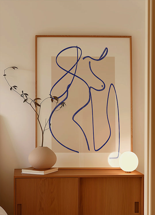 Abstract Blue Line Art 2 Poster