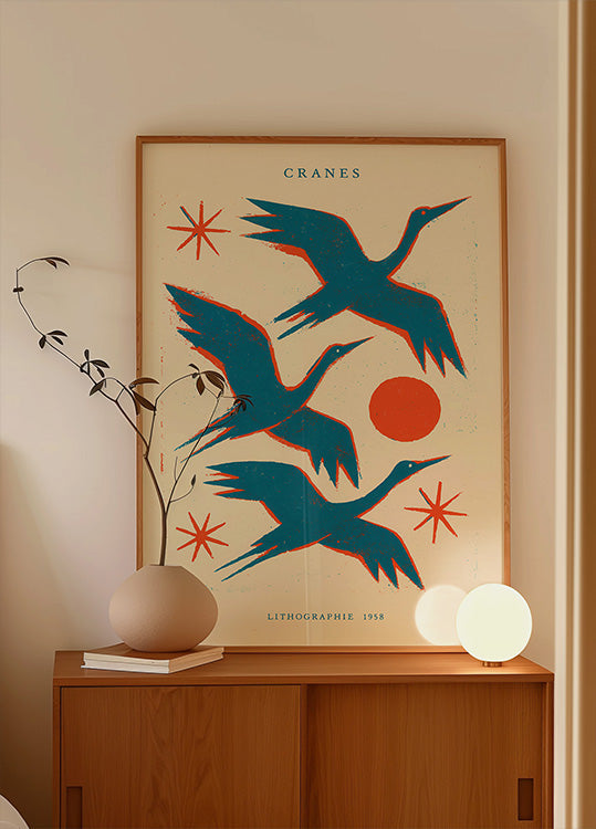 Cranes lithographie Poster