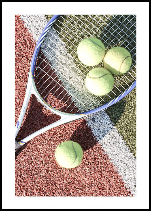 Tennis Racket And Balls Poster