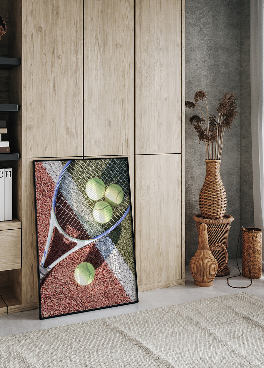 Tennis Racket And Balls Poster