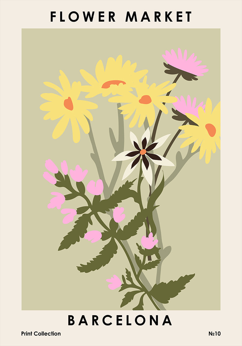 Flower Market Barcelona Poster