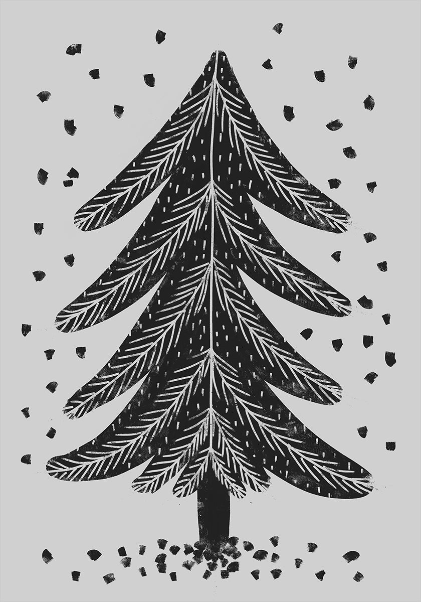 Monochrome Pinefall Poster