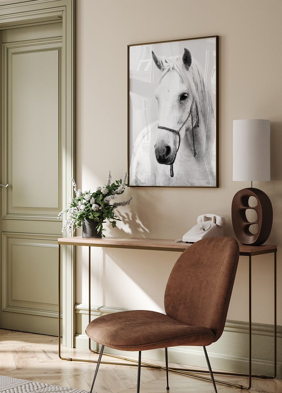 White Stallion Horse Poster