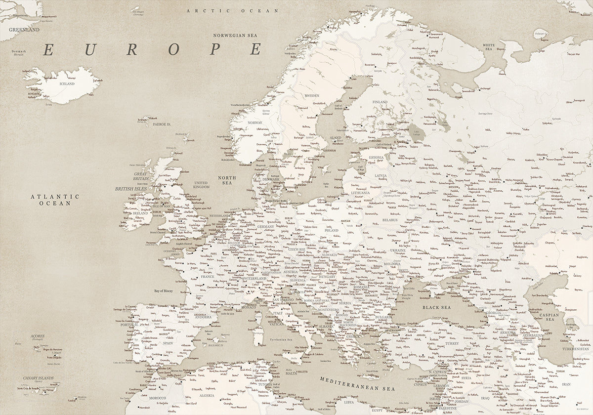 Vintage looking detailed map of Europe Poster
