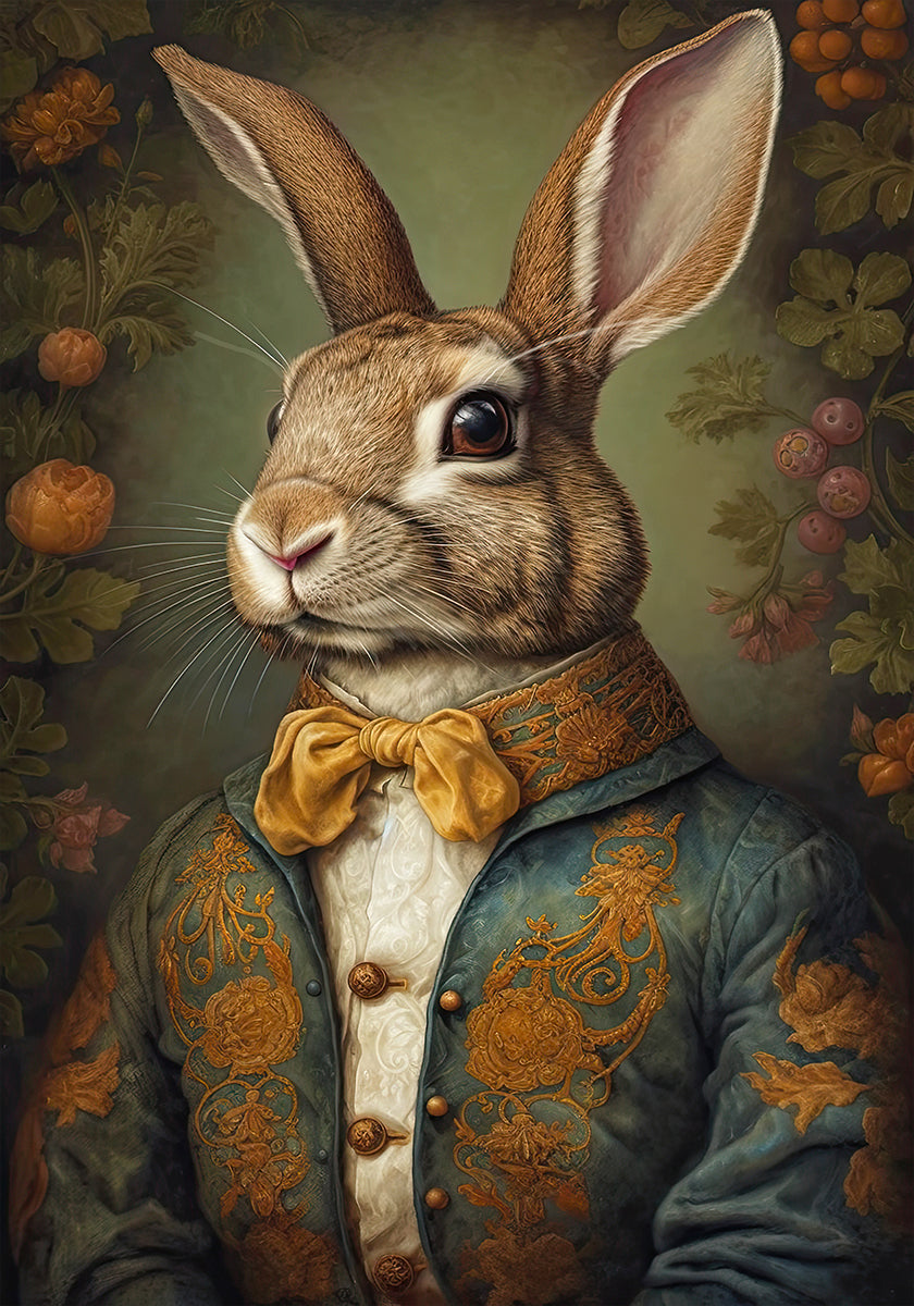 Regal Rabbit Portrait Poster