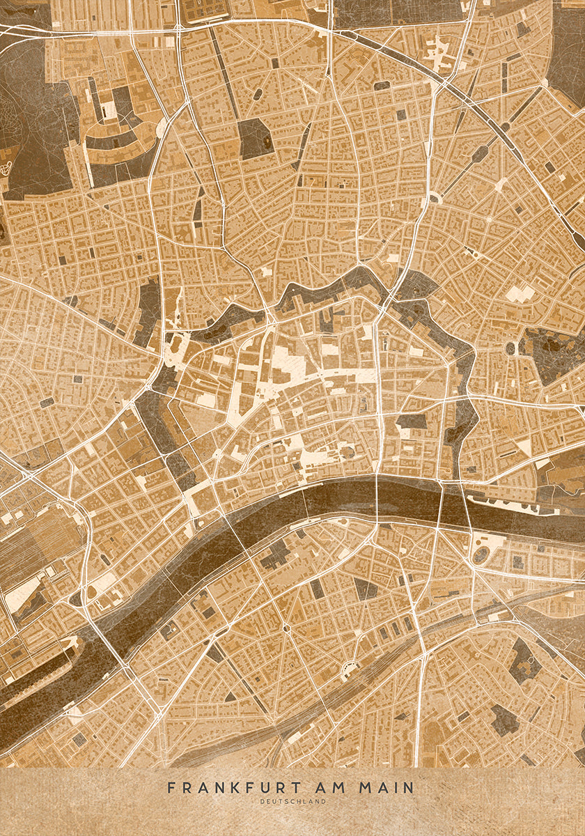 Sepia vintage map of Essen Germany Poster