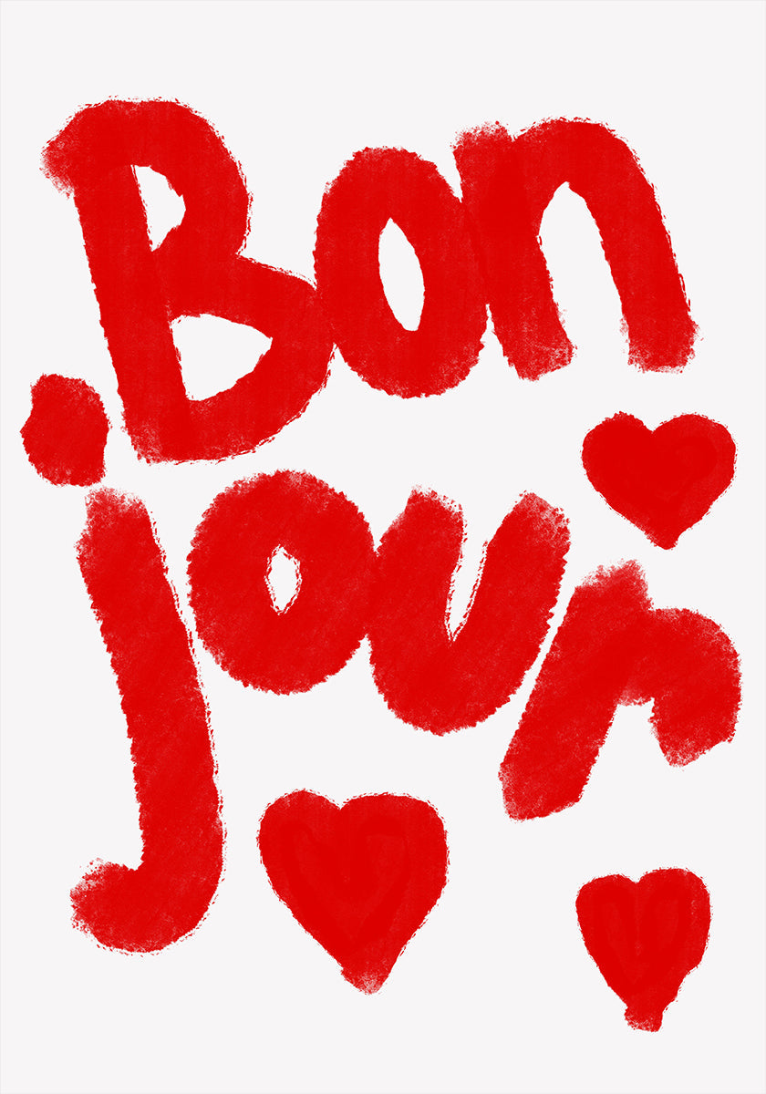 Bonjour Hearts Poster