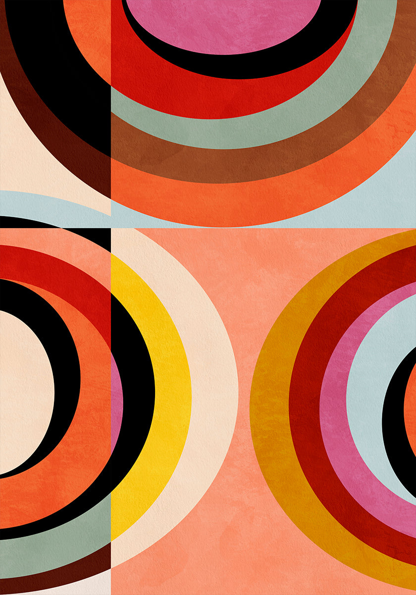 Warm Colors Bauhaus Geometry 3 Poster