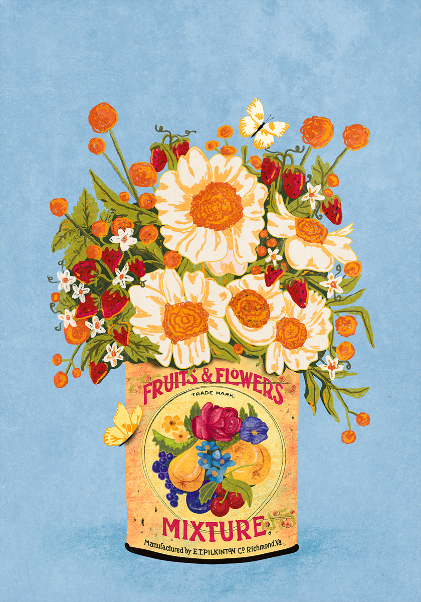 Flowers In a Vintage Tea Can