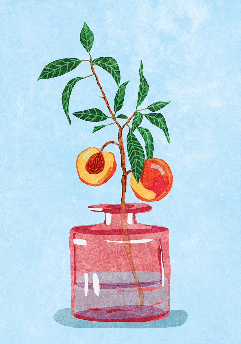 Peach Tree in Vase Poster