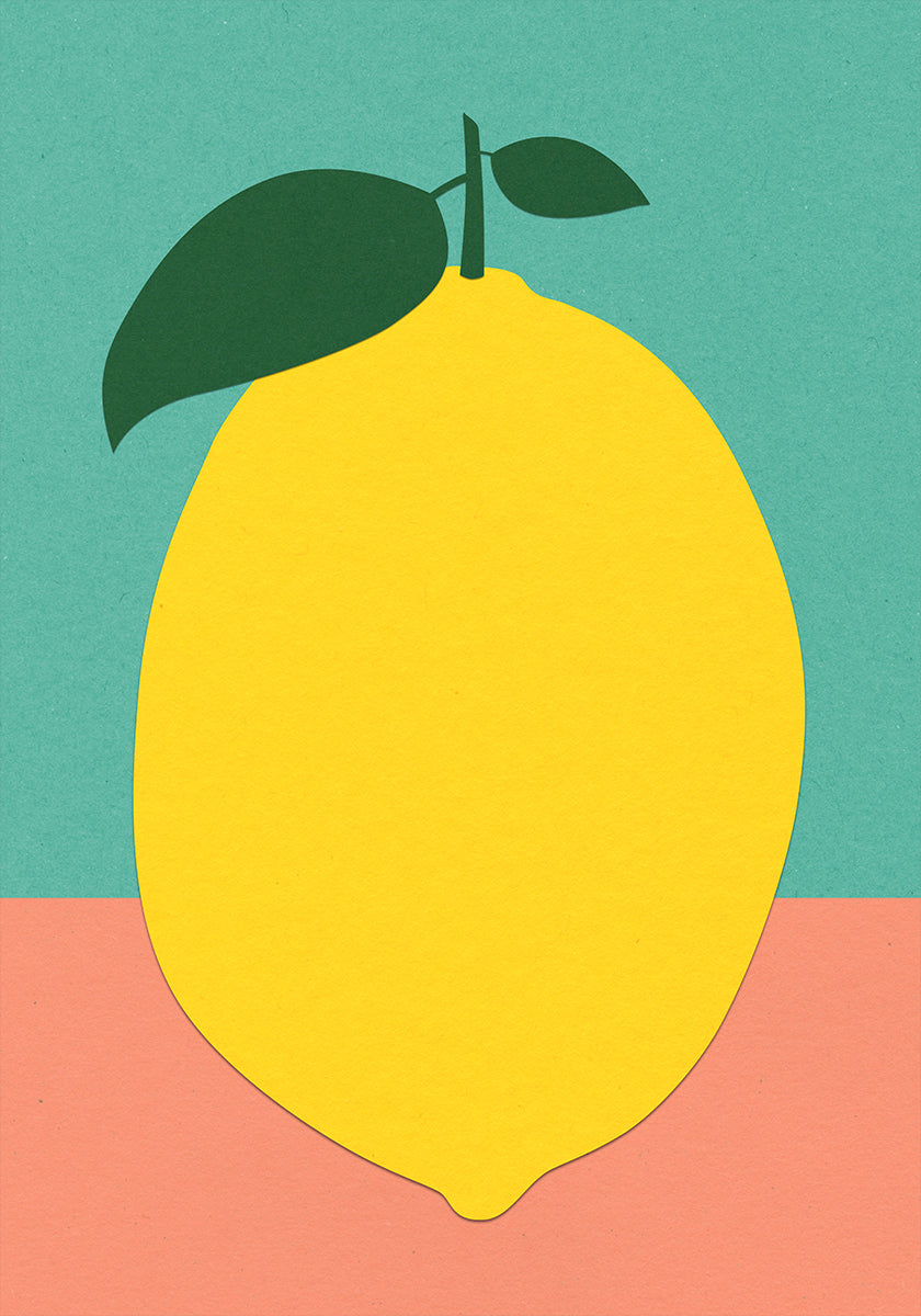 Lemon With Two Leaves Poster