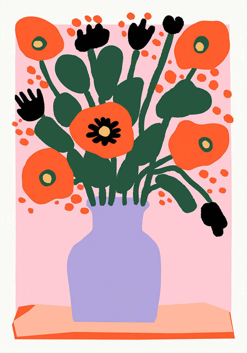 Poppy In Purple Vase Poster