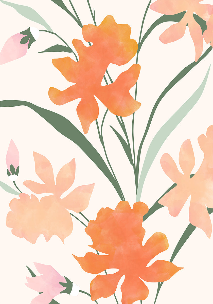 Floral Pattern With Abstract Colorful Flowers Poster