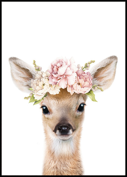 Floral Baby Deer Poster