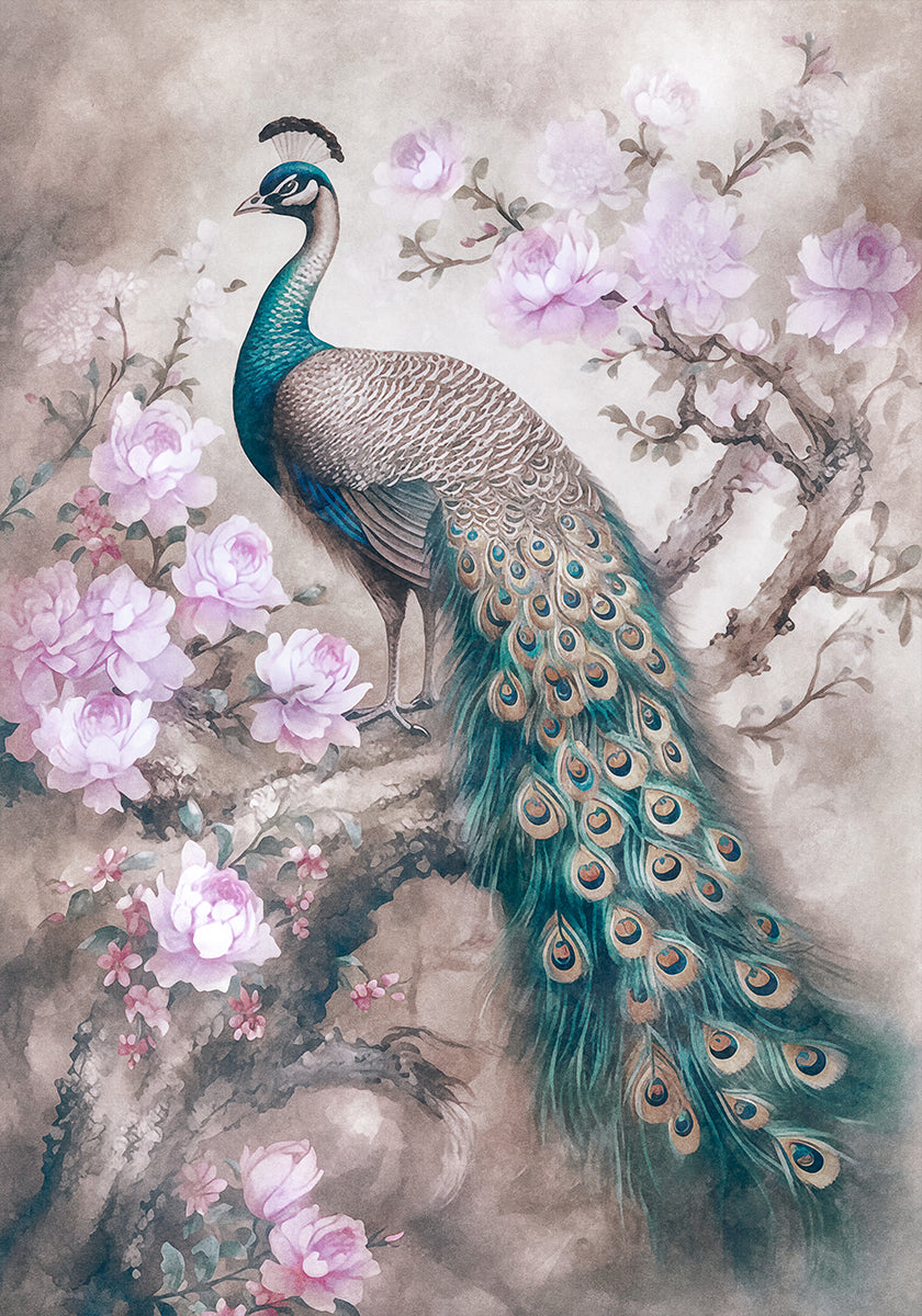 Peacocks Romance Garden Poster