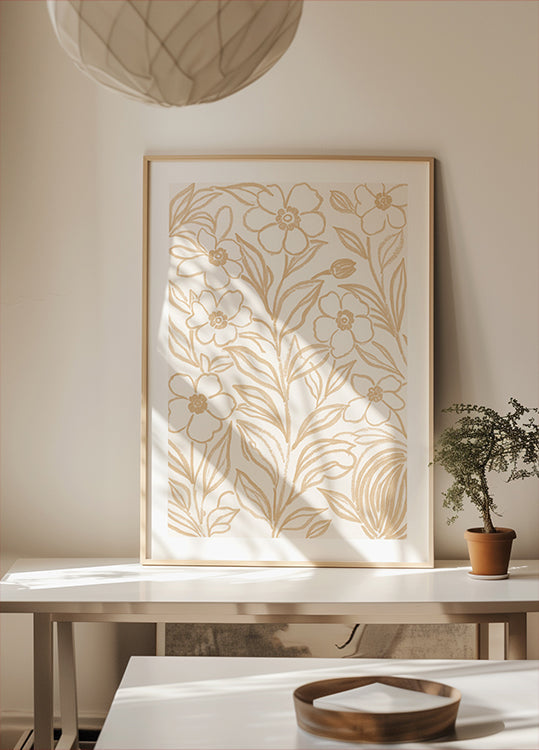 Beige Botanical Blooms Poster