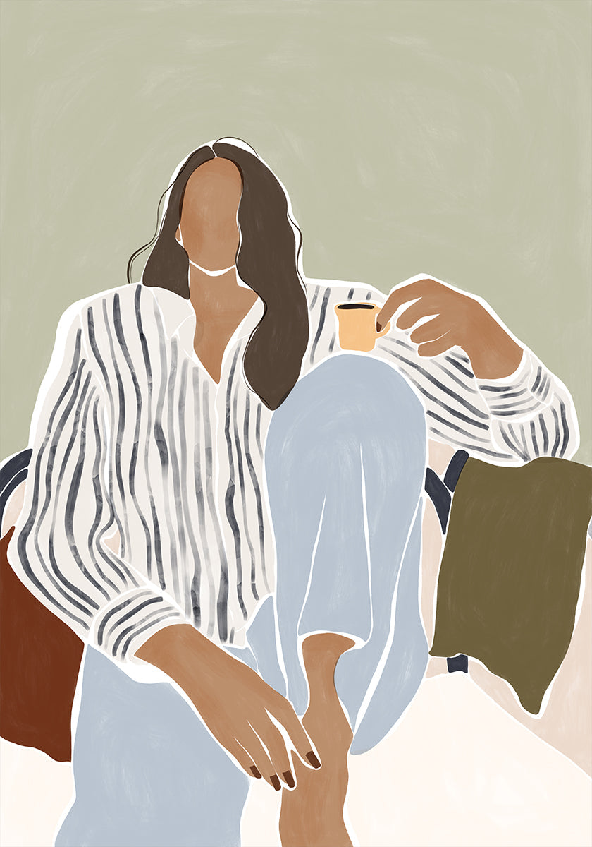 Woman Enjoying a Cup of Espresso Poster