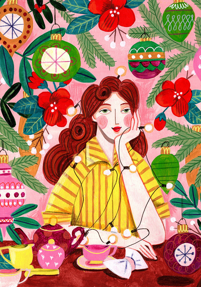 Retro Christmas Woman Poster