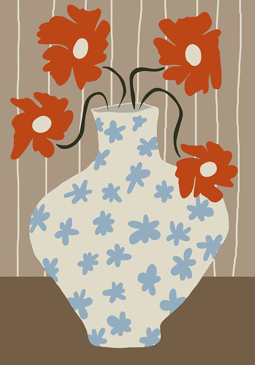 Vintage floral pottery Poster