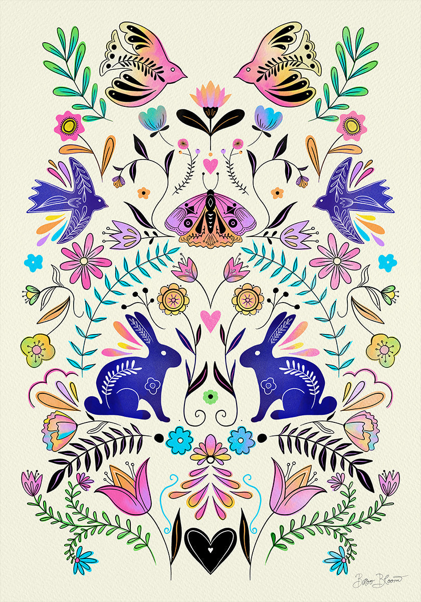 Colorful Folk Art Illustration Poster