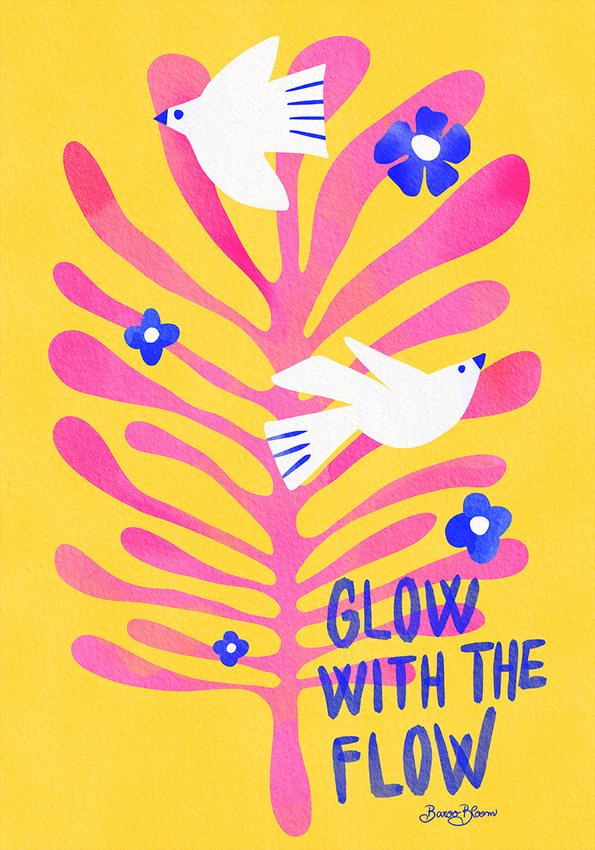 Birds - Glow with the Flow pink Poster