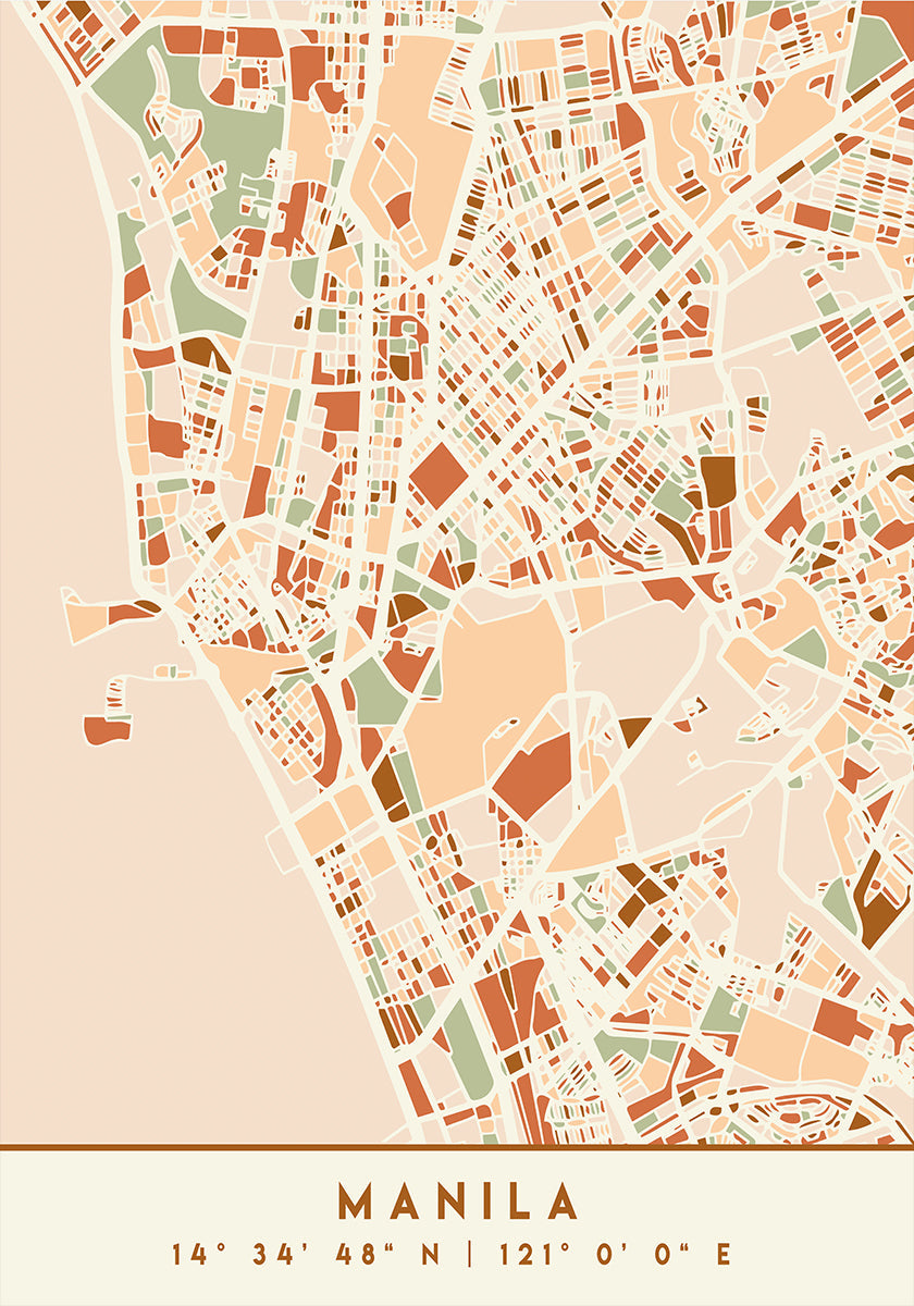 Black Maps Earth Tones 46 Poster
