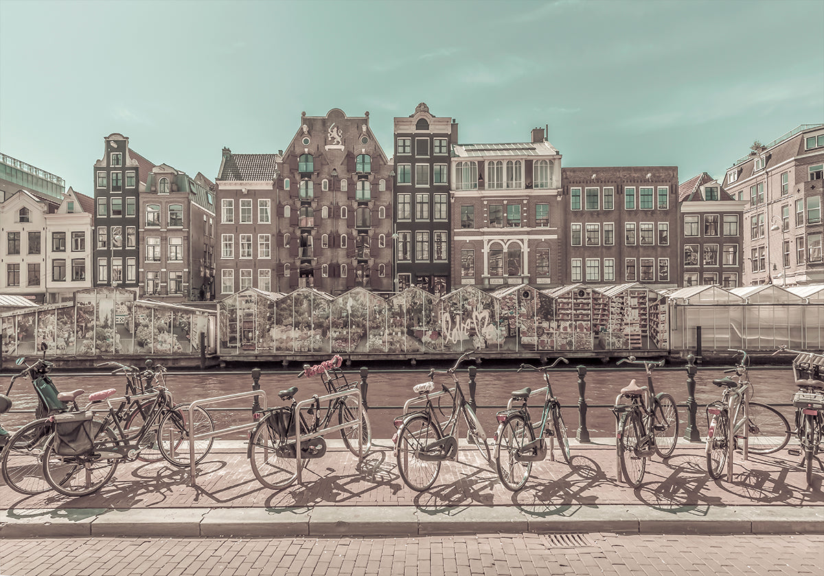 AMSTERDAM Singel Canal with Flower Market | urban vintage style Poster