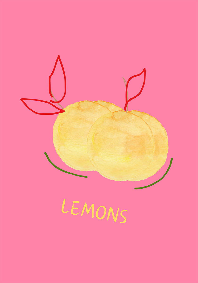 Lemons in Pink Poster