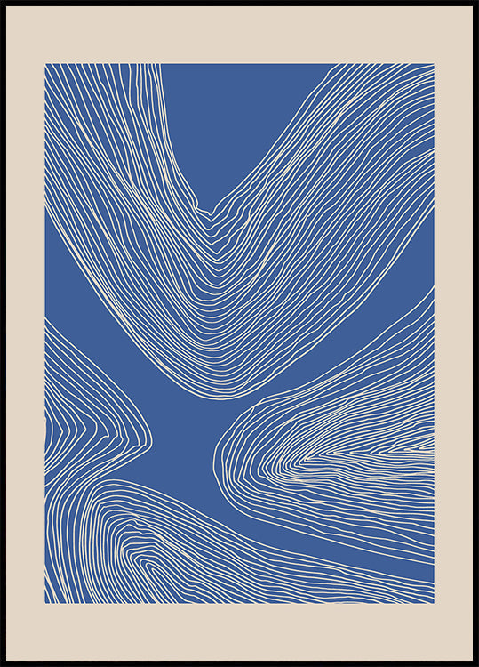 Blue Line Art Pattern Poster