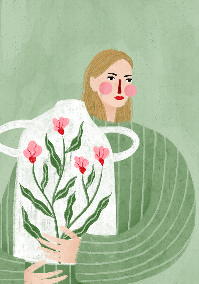 The Woman With Pink Vase Poster