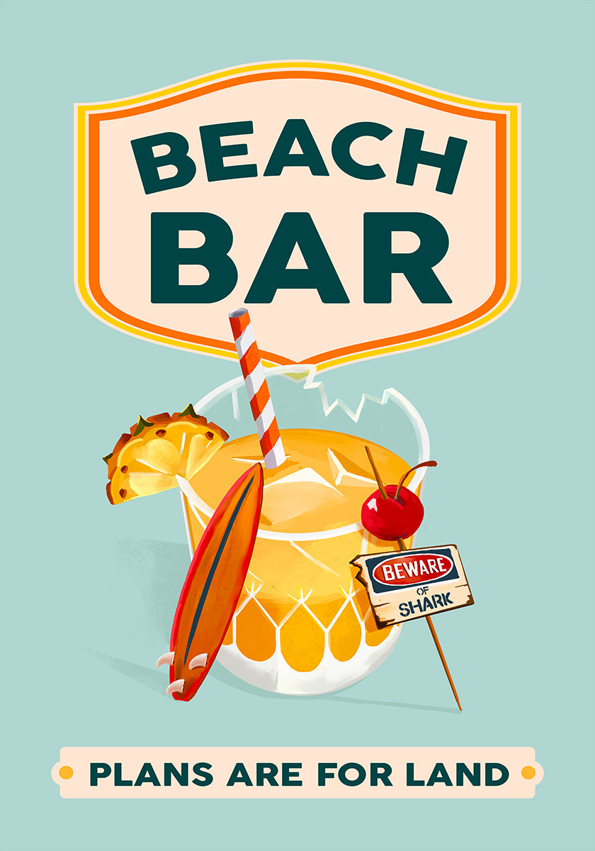 Beach Bar Summer Tropical Cocktail Bar Art Poster