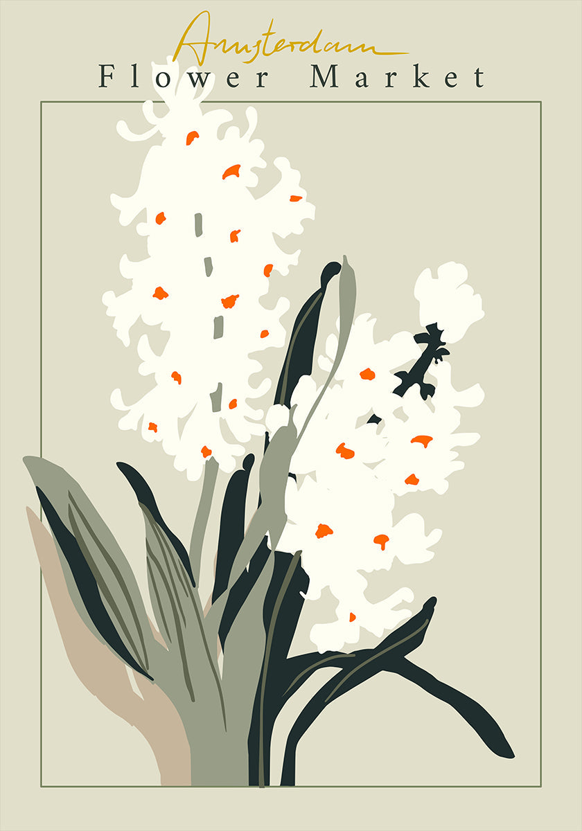 Flower Market Amsterdam Hyacinth Poster