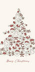 a christmas card with a christmas tree made of doodles