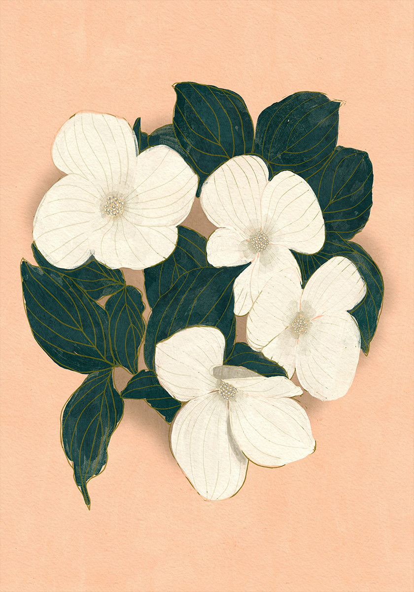 Dogwoods on Pink Poster