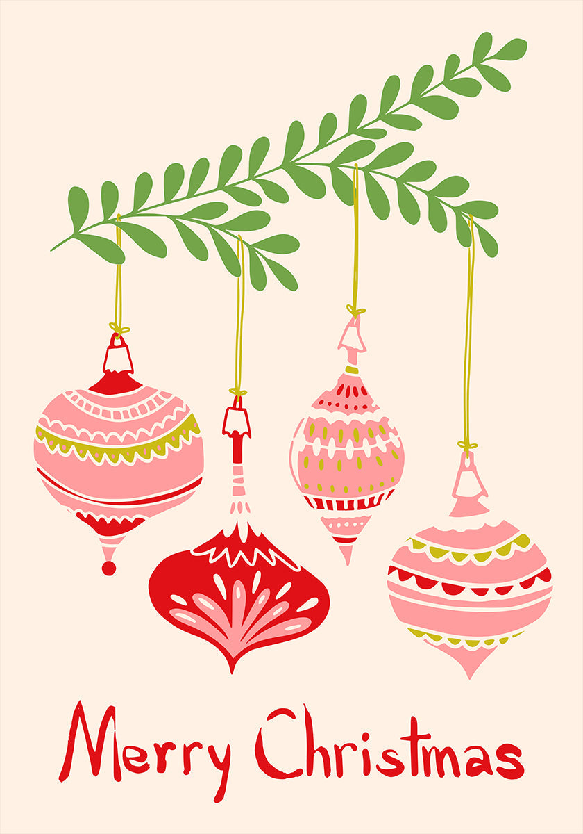 Cheerful little Christmas baubles Poster