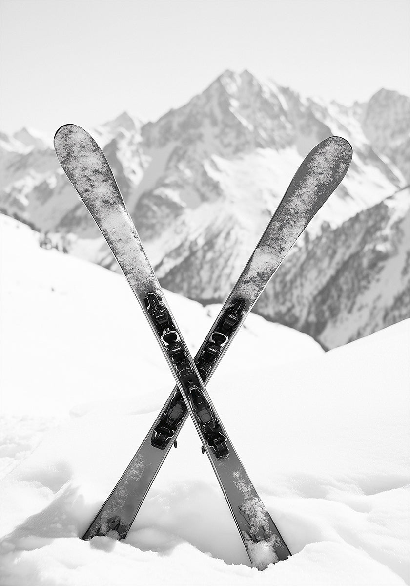 Skies Alps Black and White Poster